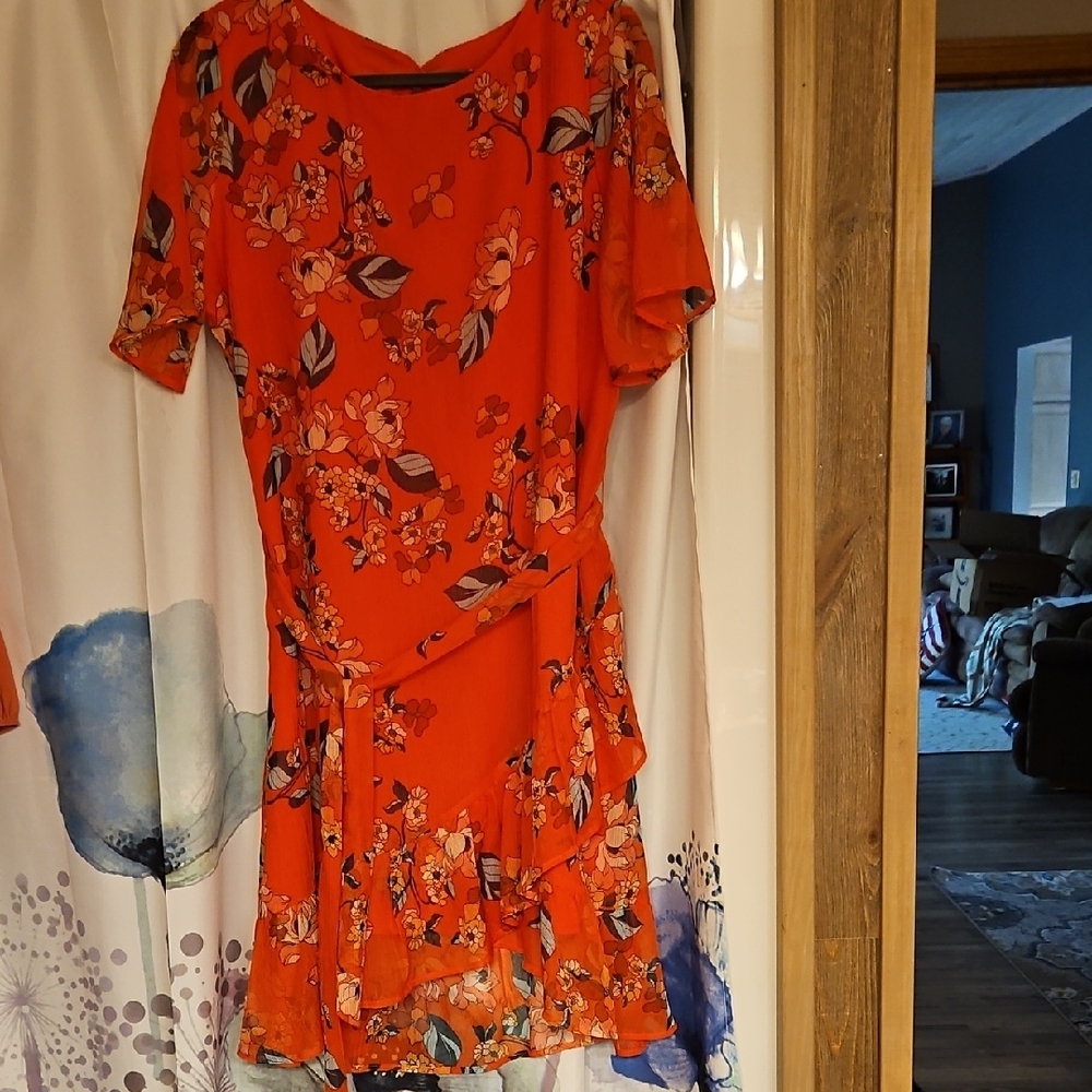 a new day Floral Deep Orange Dress